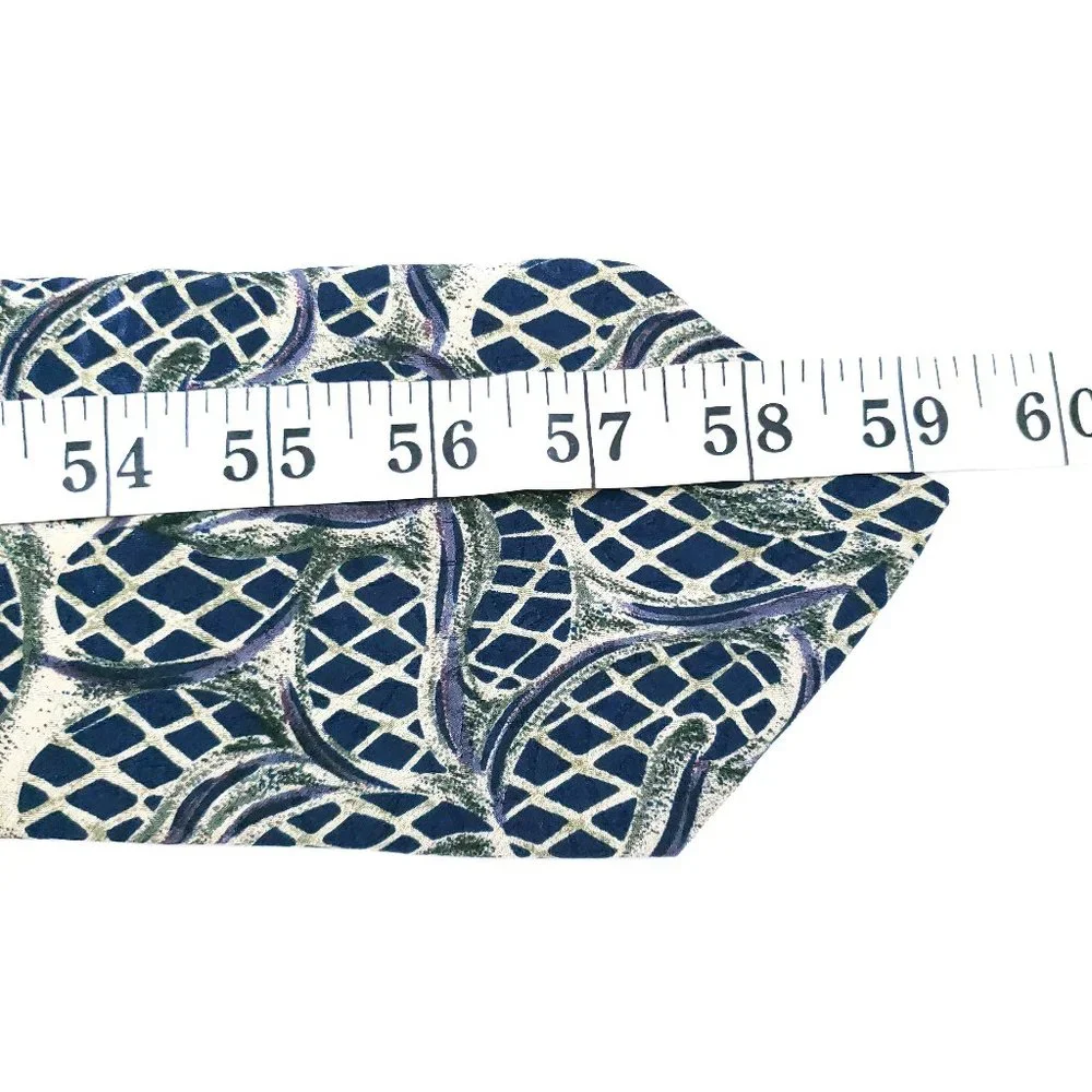 Alberto Zerra Rome New York Men Necktie Blue Geometric 59x3.75 - NWOT